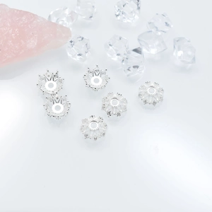 Calottes fleurs argentées pour bijoux en cristal DIY avec motif flocon de neige ajouré