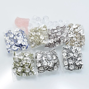 Cuentas Espaciadoras Rondelle de Cobre y Strass para Creación de Joyas DIY Pulsera Collar Accesorios Círculo Plateado para Manualidades