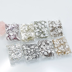 Cuentas Espaciadoras de Strass Onduladas de 6mm de Cobre Plateado Cuentas de Rondelle de Cristal para Bisutería DIY