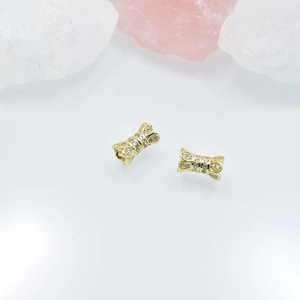 Exquisite gold-plated bow jewelry connectors with micro-pave zircon crystals for DIY