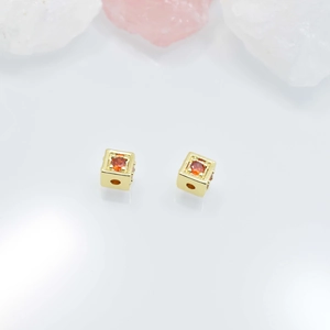 Distanziatori quadrati in oro 18K con zircone arancione per creazione gioielli fai da te