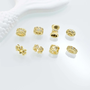 Copper Zirconia Spacer Beads Round Hollow Heart Butterfly Charms For DIY Jewelry Making Bracelet Necklace Accessories