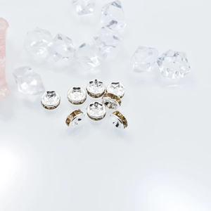 Cuenta espaciadora de 7mm bañada en plata con pedrería para joyería DIY sobre cristal