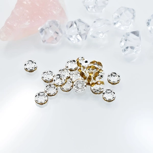 Cuentas espaciadoras de 6mm plateadas con cristales ámbar para creación de joyas