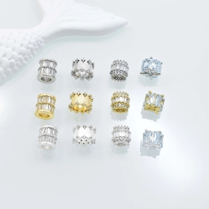 Perles d'Espacement en Cuivre Plaqué Or Micro Pavé de Zircon pour Création de Bijoux DIY Collier Bracelet Charms