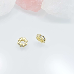 Perle d'espacement de luxe plaquée or 18 carats avec zircons pour bijoux DIY