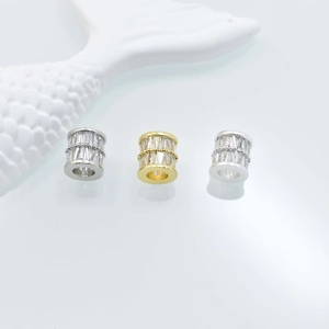 Perles d'espacement plaquées or et argent avec micro-pavage de zircone pour bijoux DIY