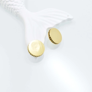 Minimalist 24k gold-plated round stud earrings with micro-set black cubic zirconia detail