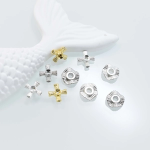 Silver and gold plated cross spacer beads and wavy ring findings for DIY jewelry