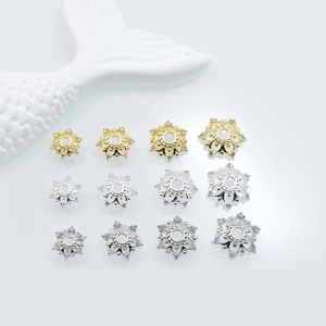 Calottes de Perles en Forme de Fleur en Cuivre Plaqué Or 14K Micro-incrusté de Zirconia Perles d'Espacement Creuses pour Bijoux DIY