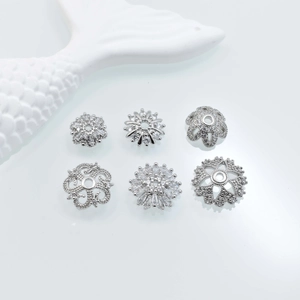 Silver crystal flower spacers with zircon for DIY jewelry making accessories set