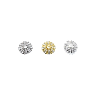 Distanziatori a fiore in zircone scintillante in oro e argento per gioielli fai da te