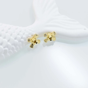 Golden cross-shaped jewelry flower spacer with zircons for DIY bracelet making