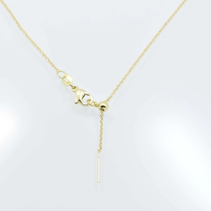 Detail of gold adjustable DIY necklace chain with lobster clasp and slider bead mechanism