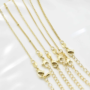 Catena per Collana Fai da Te in Rame Placcato Oro 18K Con Chiusura a Moschettone e Catenella di Estensione per Creazione Gioielli Accessori Fatti a Mano