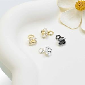 Elegante 14K vergoldete Rosen-Zirkonia-Anhänger für DIY-Halsketten und Armbänder