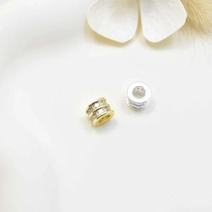 Golden and silver double-row crystal cylinder beads for DIY jewelry and bracelets