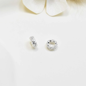 Versilberte Wellenrand-Abstandshalter mit Zirkonia-Pavé für DIY-Schmuckherstellung