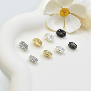 Hollow lace spacers with micro-pave zircons for DIY jewelry making in gold and silver