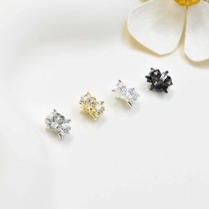 Cuentas espaciadoras de engranaje en oro de 18K con circonitas para pulseras DIY
