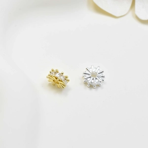 Cuentas espaciadoras de engranaje bañadas en oro 18K con circonitas para joyería DIY