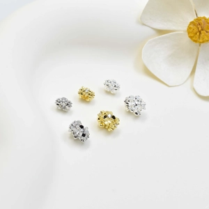 Sparkling zircon flower pendant beads in gold and silver for DIY jewelry making
