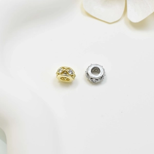 14k gold and silver plated spacer beads with hollow zircon inlay for DIY jewelry design