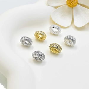 Copper Micro Pave White Zirconia Wheel Spacer Beads For DIY Jewelry Making Bracelet Necklace Handcraft Accessories
