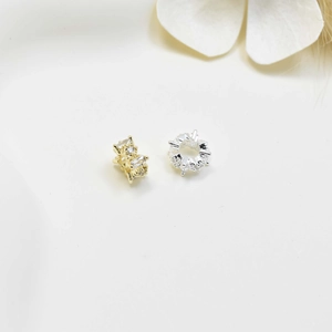 Cuentas espaciadoras de engranaje bañadas en oro 18K con circonitas para joyas