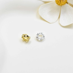 Stereo floral zircon beads in gold and silver finish for DIY jewelry necklaces