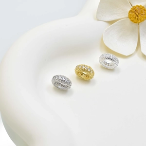 Sparkling pave zircon wheel spacer beads in gold and silver for DIY jewelry making