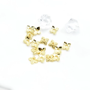 Golden hollow flower bead caps for DIY jewelry making and bracelet spacers accessories
