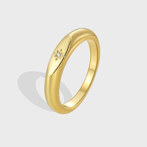 Minimalist Copper Ring For Women Star Carving Inlaid Zirconia Gold Silver Rose Gold Plated Fashion Stackable Finger Ring Jewelry Gift