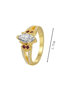 Detailansicht des Tropfen-Zirkonia-Rings mit lila Akzenten und 1,7 cm vertikaler Höhe