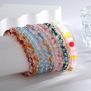 Ensemble de bracelets de perles colorées bohèmes avec cristal et oeil de chat