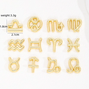 Set of 12 gold zodiac balloon pendants showing weight and size measurements