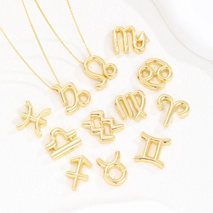 Cute gold balloon 12 zodiac constellation necklaces with glossy 18K plated pendants