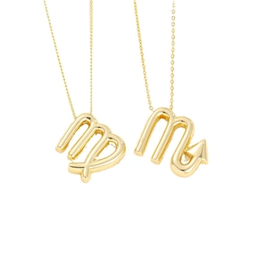 Polished gold 12 zodiac constellation pendant necklaces with thin cable chain