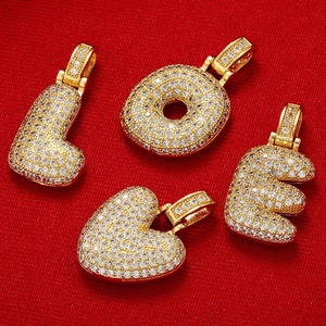 Iced Out Bubble Buchstaben Anhänger Für Herren Damen Messing Zirkonia Hip Hop Rap Initial Alphabet Schmuck Anhänger Ohne Kette