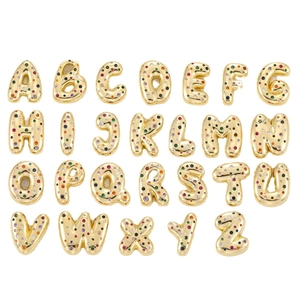 Pendentifs alphabet colorés A-Z avec zircons pour colliers de bijoux personnalisés