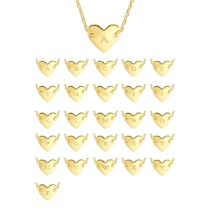 Elegant gold plated heart pendant necklace with 26 personalized letters A to Z