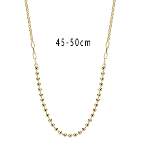 Detailed view of gold beaded chain necklace with 45-50cm adjustable length specification
