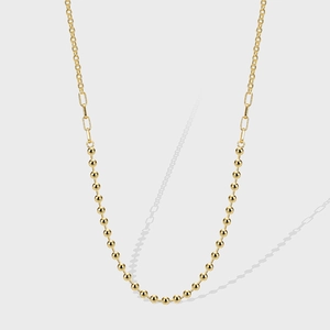 Minimalist 18K Gold Plated Copper Beaded Chain Necklace For Women Elegant Small Gold Ball Splicing Link Chain Choker Jewelry