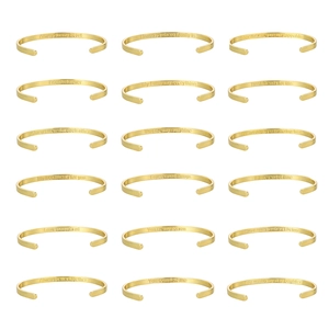 Lot de 18 joncs minimalistes en acier inoxydable doré avec citations gravées inspirantes