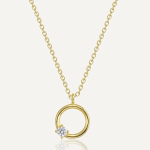 925 Sterlingsilber Rundanhänger Halskette Gold Plattiert Minimalistisch Strass Geometrische Kette Halskette Für Damen Schmuck Geschenk