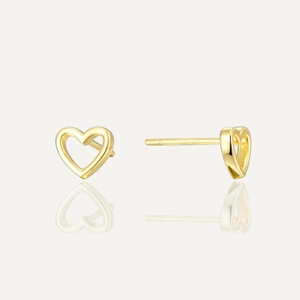 Minimalist 925 Sterling Silver Heart Stud Earrings With 925 Sterling Silver Post Gold Plated Hollow Jewelry Women