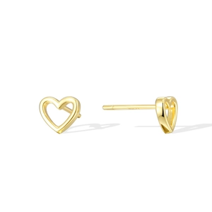 Minimalist S925 silver heart stud earrings with luxury hollow gold design for women