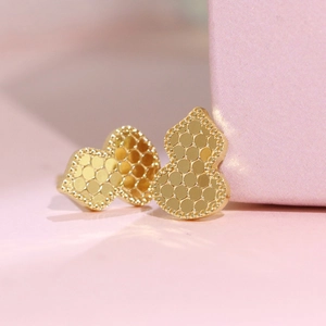 Εξαιρετικά επιχρυσωμένα σκουλαρίκια κολοκύθα με υφή κερήθρας και διακόσμηση με χάντρες