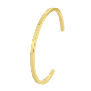Minimalistischer 18K vergoldeter offener Armreif mit glatten Kanten für Damen und Herren