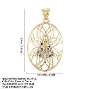 Gold plated Virgin Mary pendant necklace with colorful 5A+ cubic zirconia details